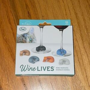 Wine Glass Charms Fred Wine Lives Silicone Cat Wine Charm Markers Pack of 6 NIB